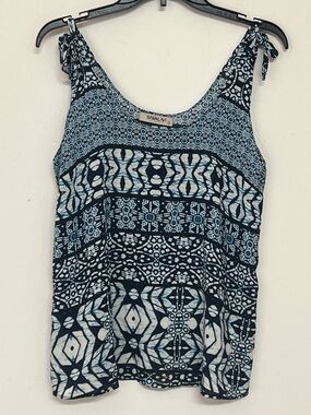 🌞 Sam & Lavi slinky Navy & Light Blue Tribal print Tie-Shoulder Camisole women S
